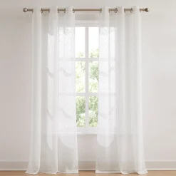 Aileen Textured Raindrop Sheer Window Curtain Panels