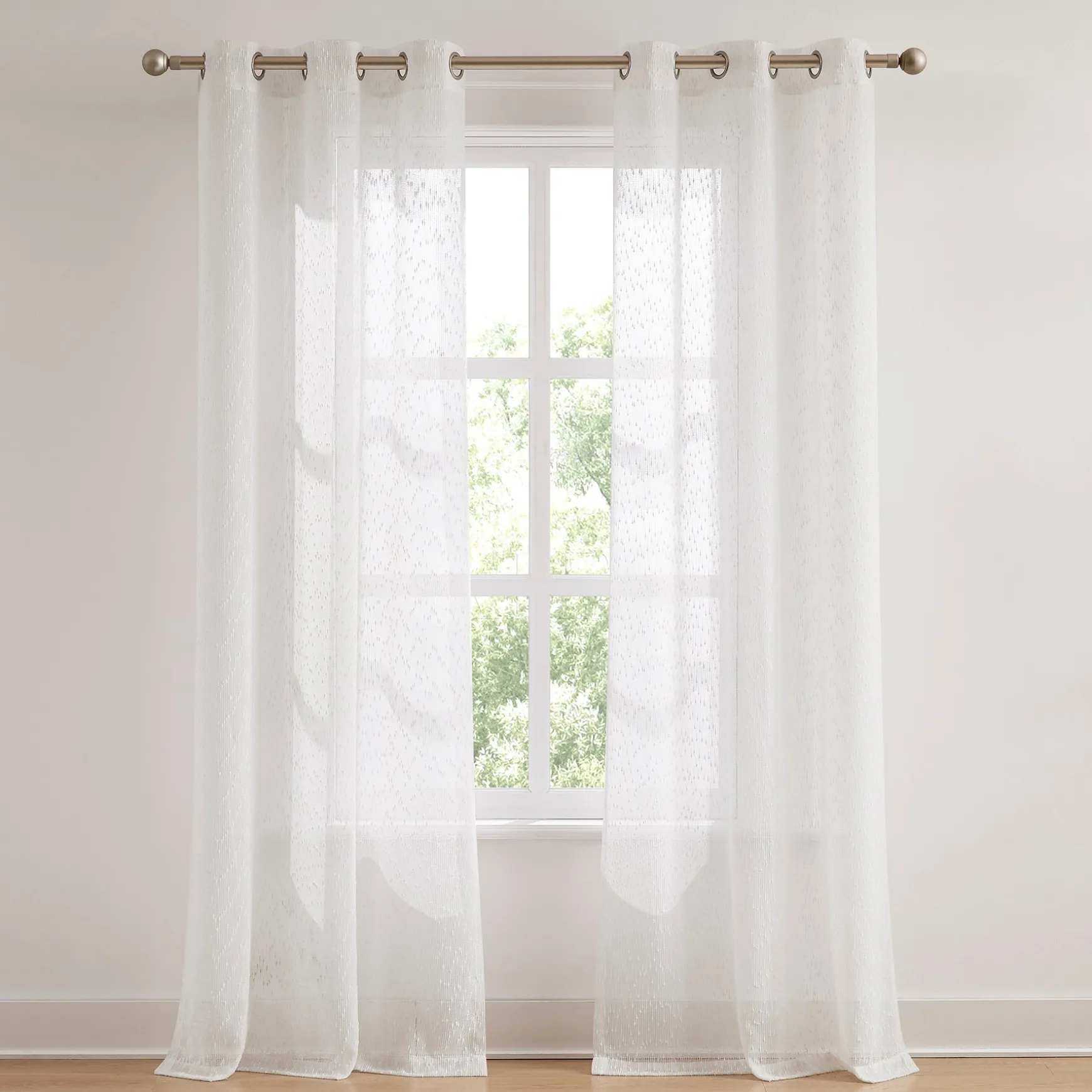 Aileen Textured Raindrop Sheer Window Curtain Panels