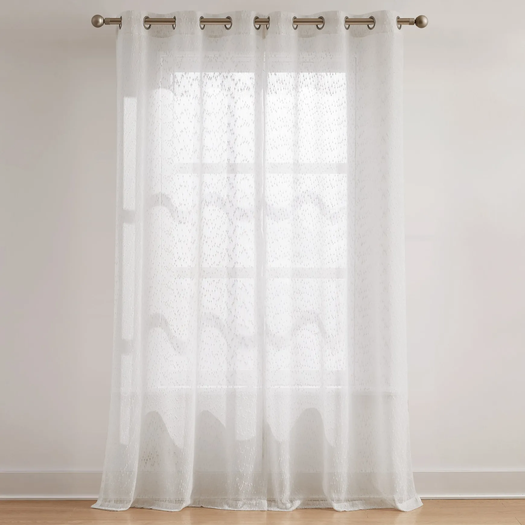 Aileen Textured Raindrop Sheer Window Curtain Panels