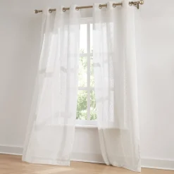 Aileen Textured Raindrop Sheer Window Curtain Panels