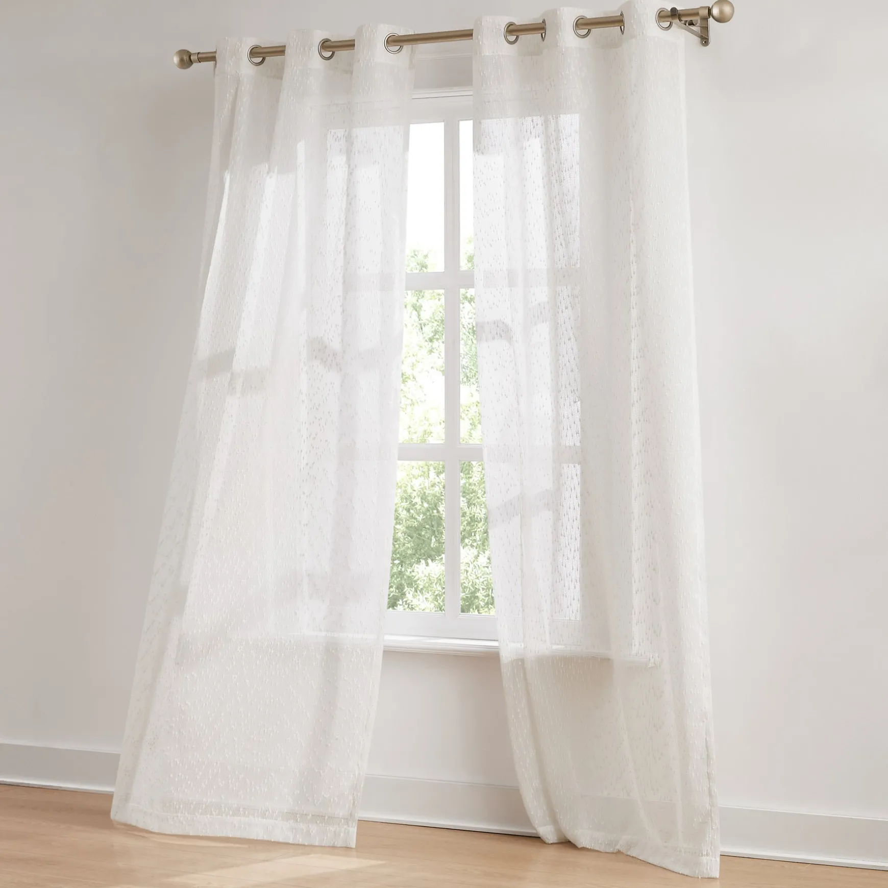 Aileen Textured Raindrop Sheer Window Curtain Panels