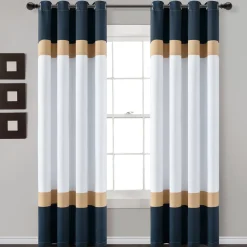 Alexander Color Block Light Filtering Window Curtain Panel Set