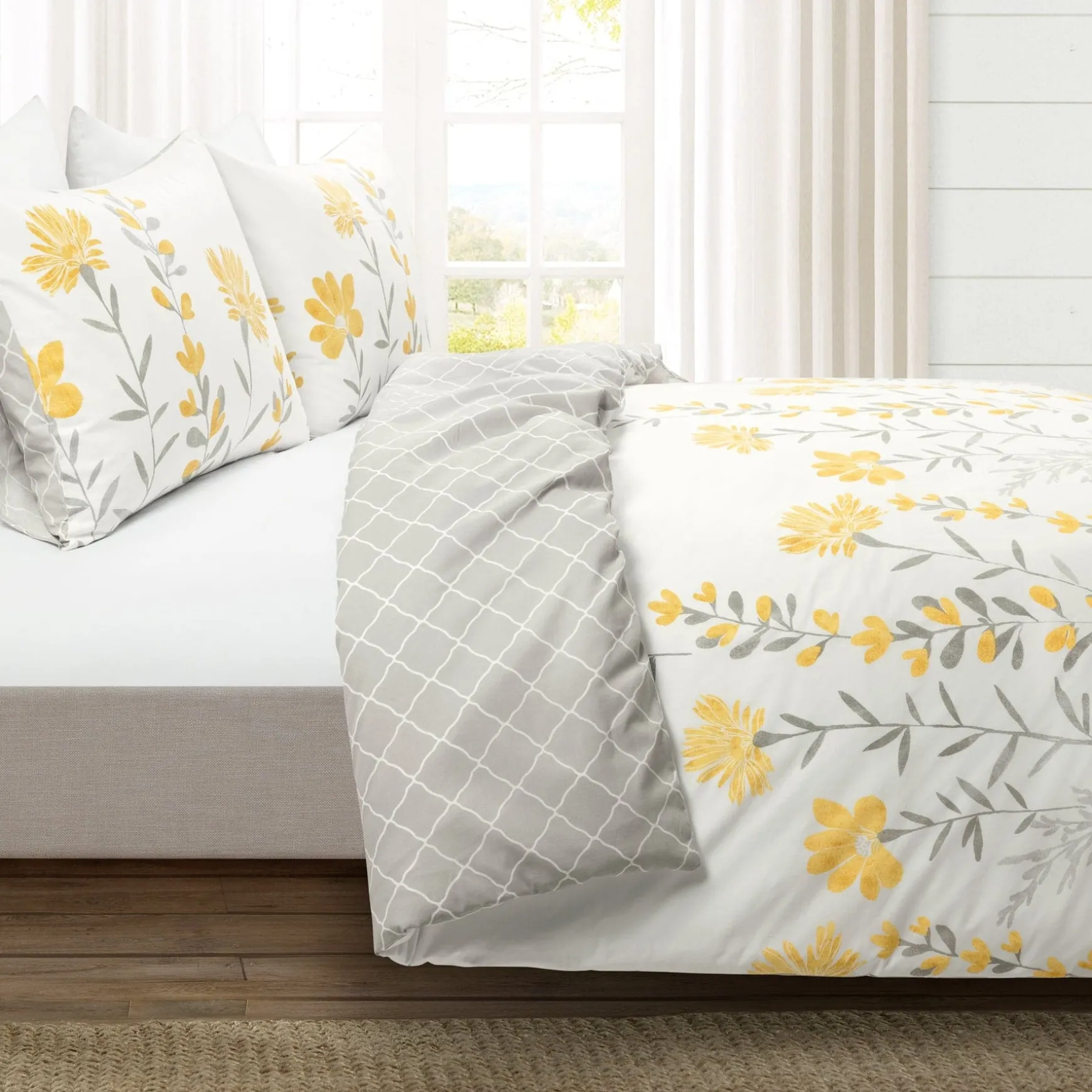 Aprile Reversible Cotton Duvet Cover 3 Piece Set