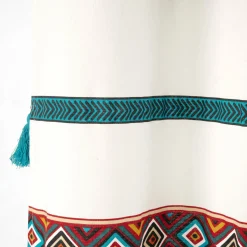 Ava Boho Stripe Tassel Yarn Dyed Recycled Cotton Shower Curtain