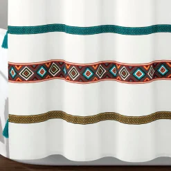 Ava Boho Stripe Tassel Yarn Dyed Recycled Cotton Shower Curtain
