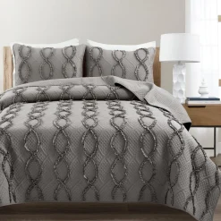 Avon Textured Ruffle Quilt 3 Piece Set