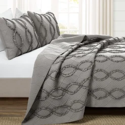 Avon Textured Ruffle Quilt 3 Piece Set