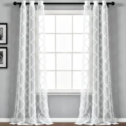 Avon Trellis Grommet Sheer Window Curtain Panel Set