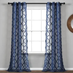 Avon Trellis Grommet Sheer Window Curtain Panel Set