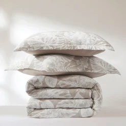 Bali Tropical Leaves Gauze Jacquard Duvet Cover Set