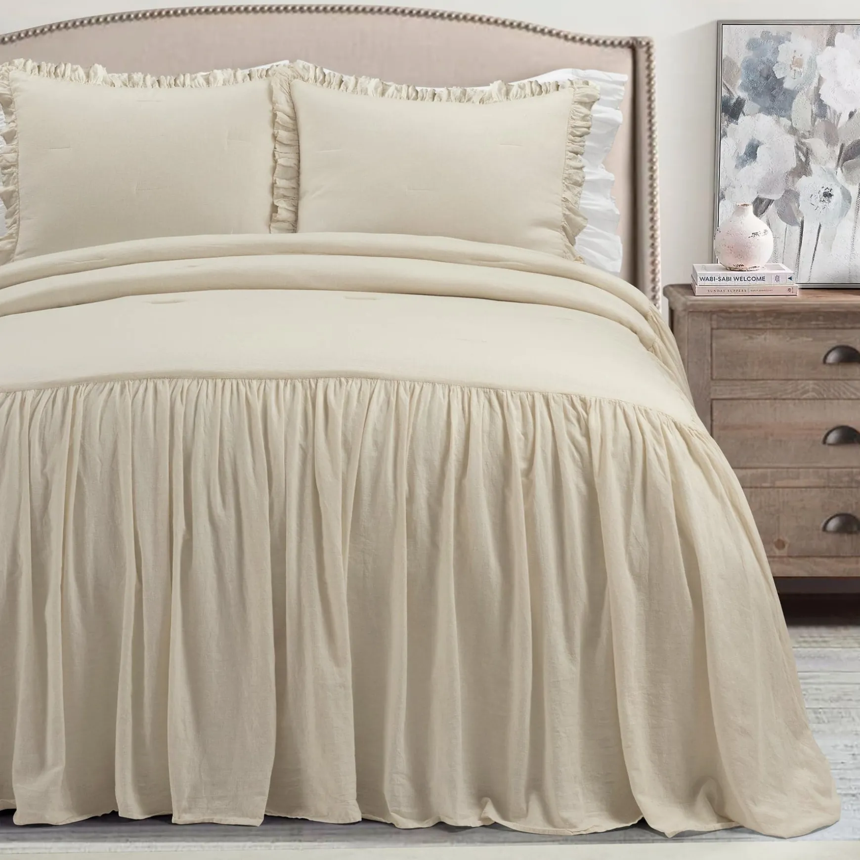 Belgian Flax Linen Rich Cotton Blend Bedspread 3 Piece Set