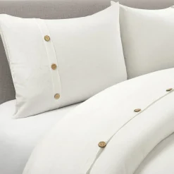 Belgian Flax Linen Rich Cotton Blend Duvet Cover 3 Piece Set