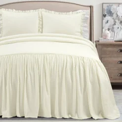 Belgian Flax Linen Rich Cotton Blend Bedspread 3 Piece Set