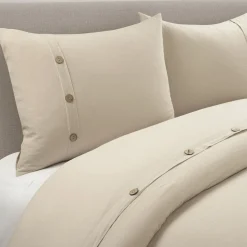 Belgian Flax Linen Rich Cotton Blend Duvet Cover 3 Piece Set