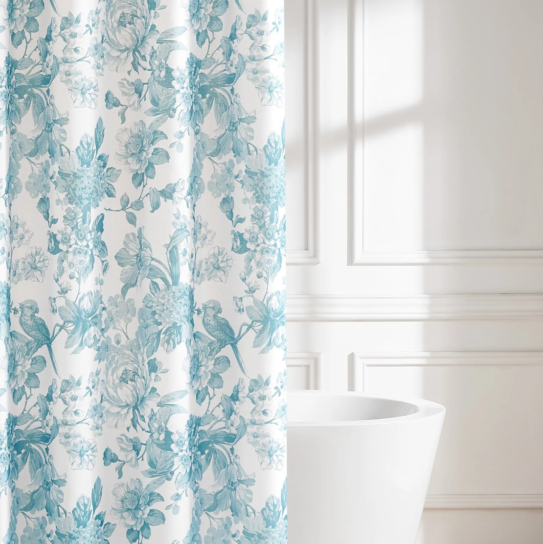 Bird And Hydrangea Toile Shower Curtain
