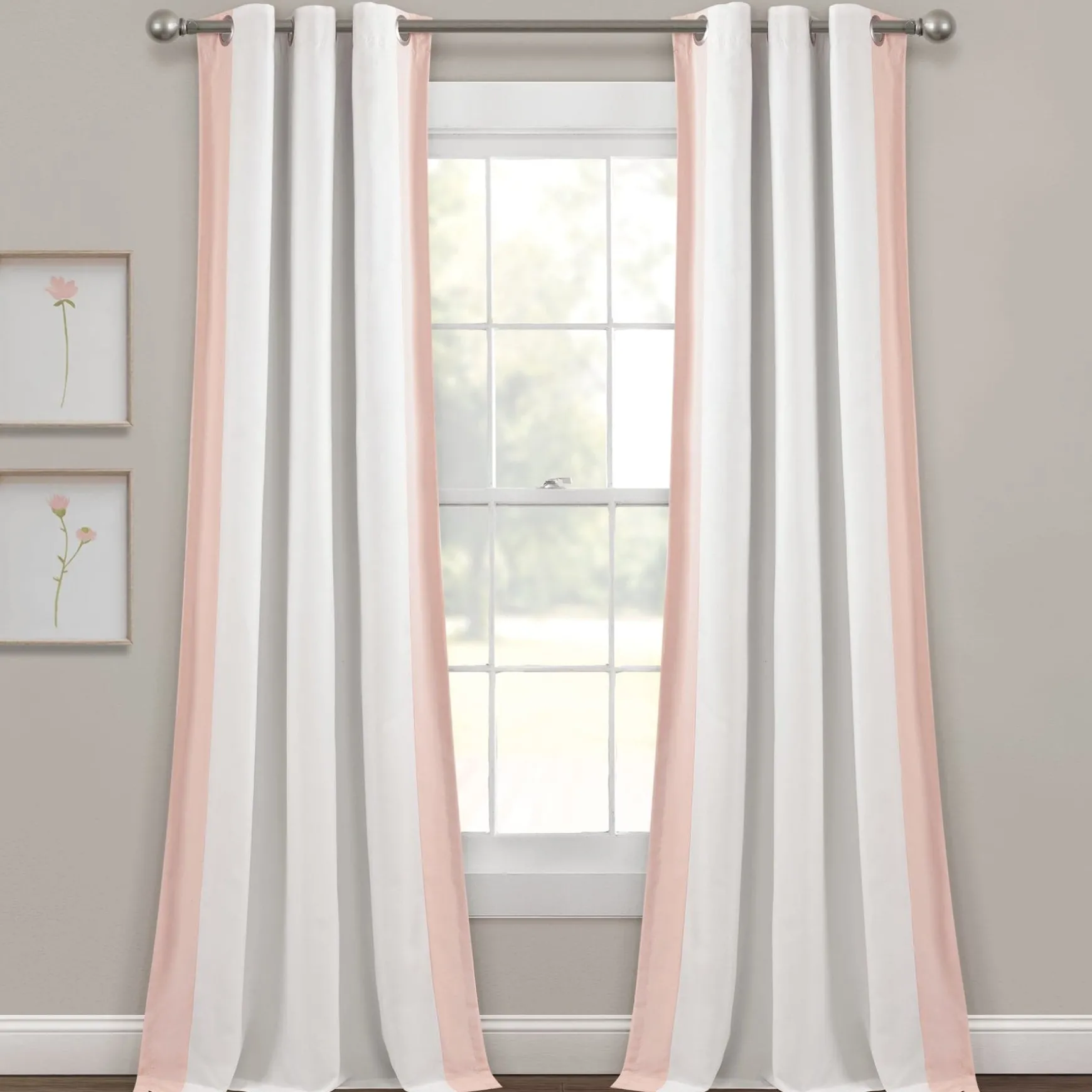 Block Border Blackout Window Curtain Panel
