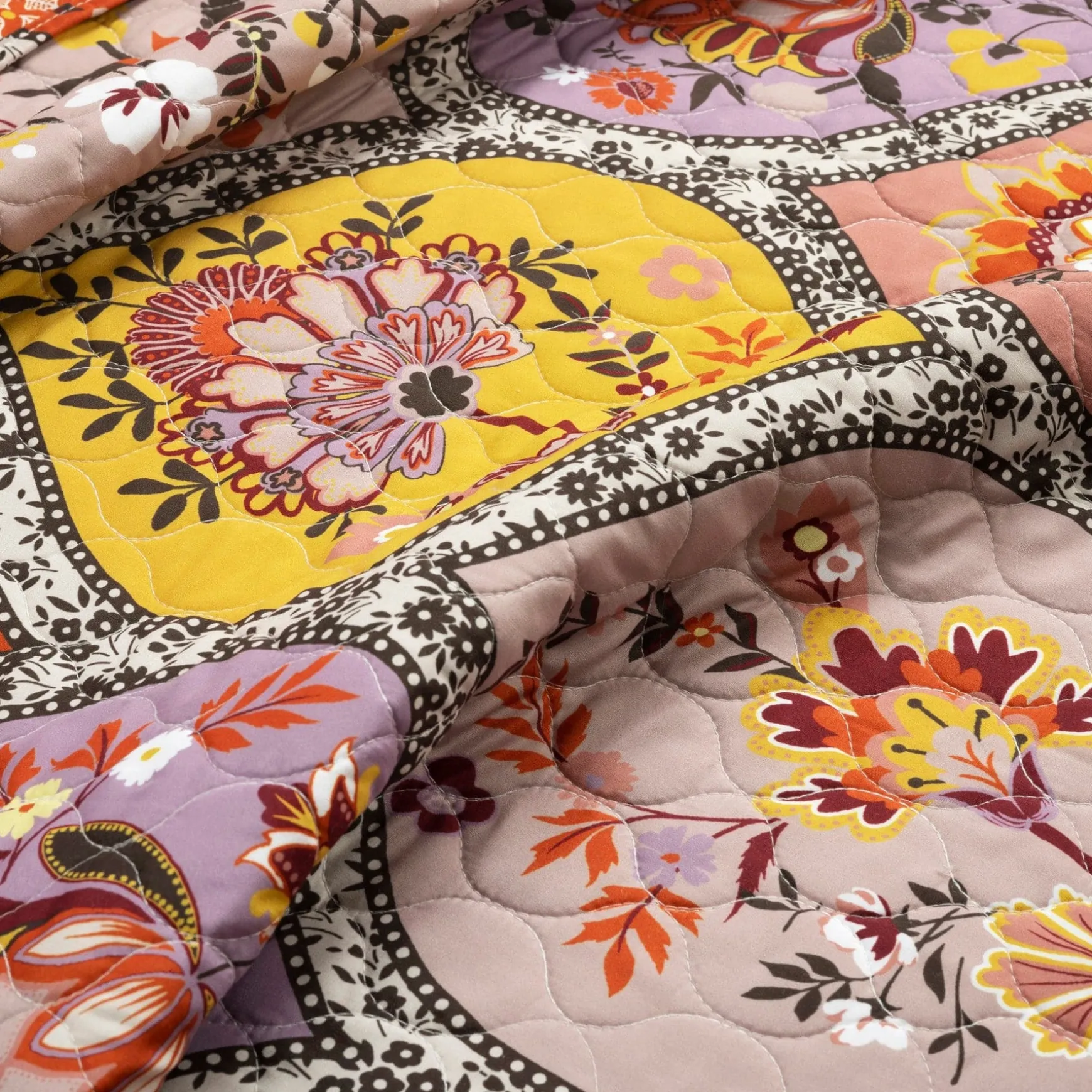 Bohemian Flower Cotton Quilt 3 Piece Set