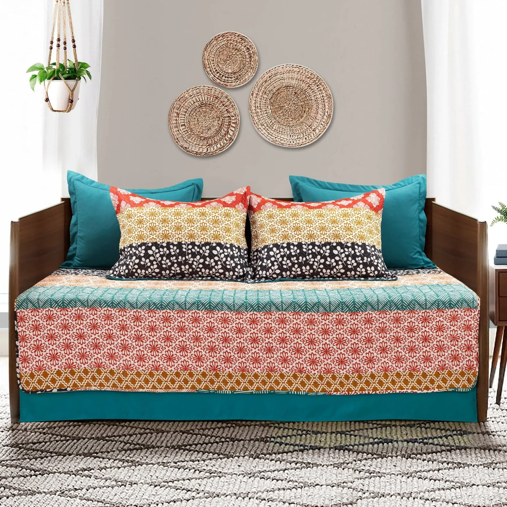 Bohemian Stripe Cotton Daybed Cover 6 Piece Set