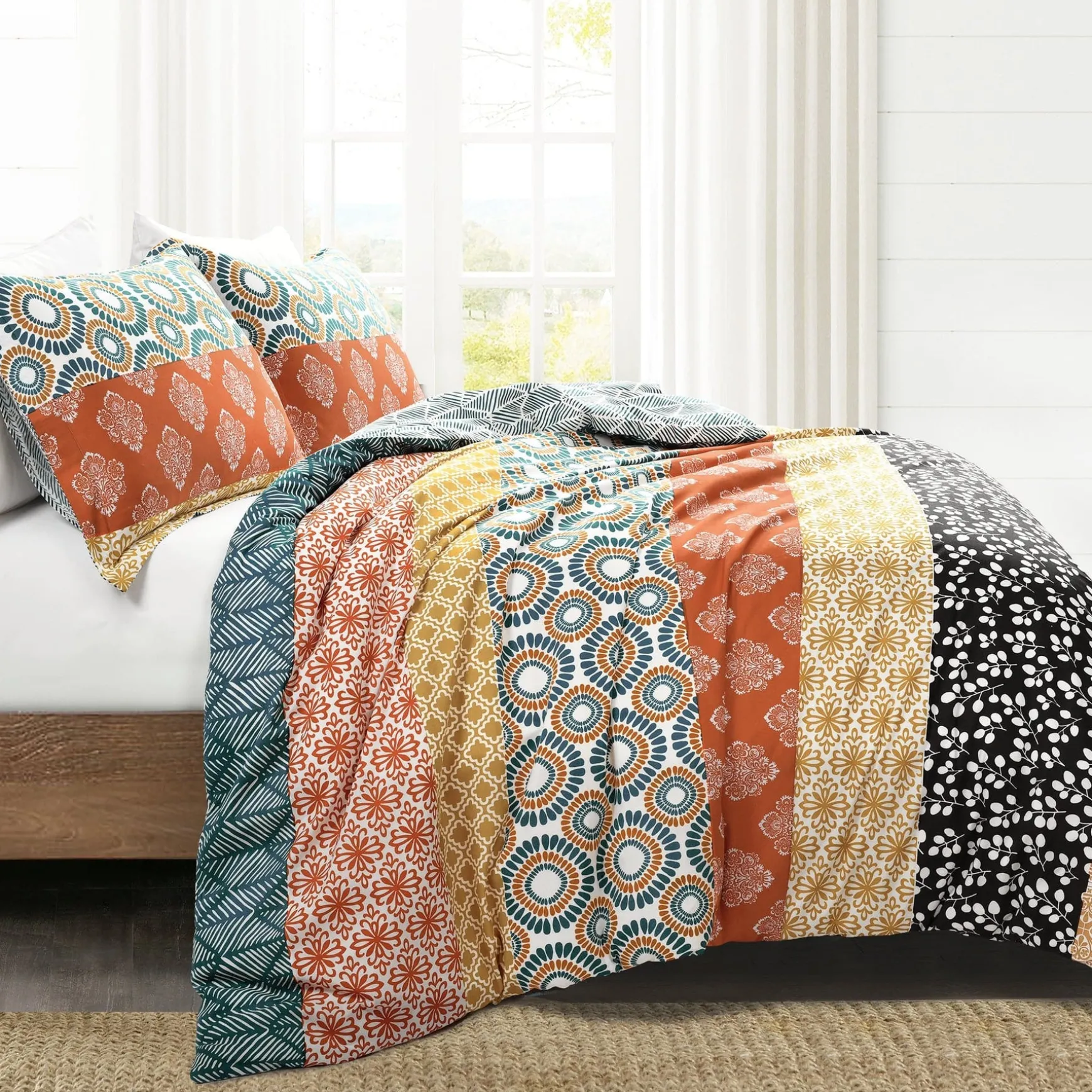 Bohemian Stripe Cotton Reversible Duvet Cover Set