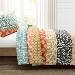 Bohemian Stripe Cotton Reversible Duvet Cover Set