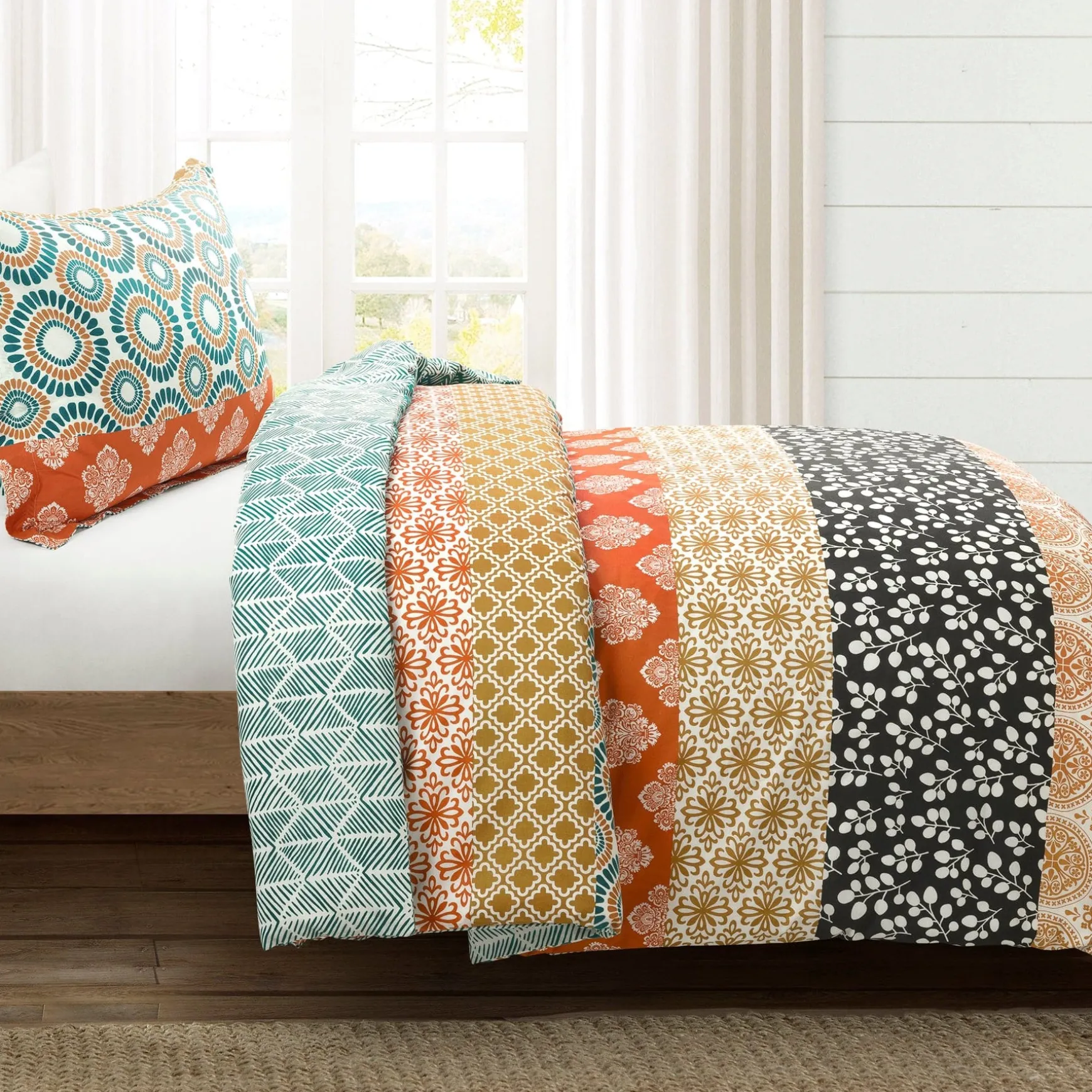 Bohemian Stripe Cotton Reversible Duvet Cover Set