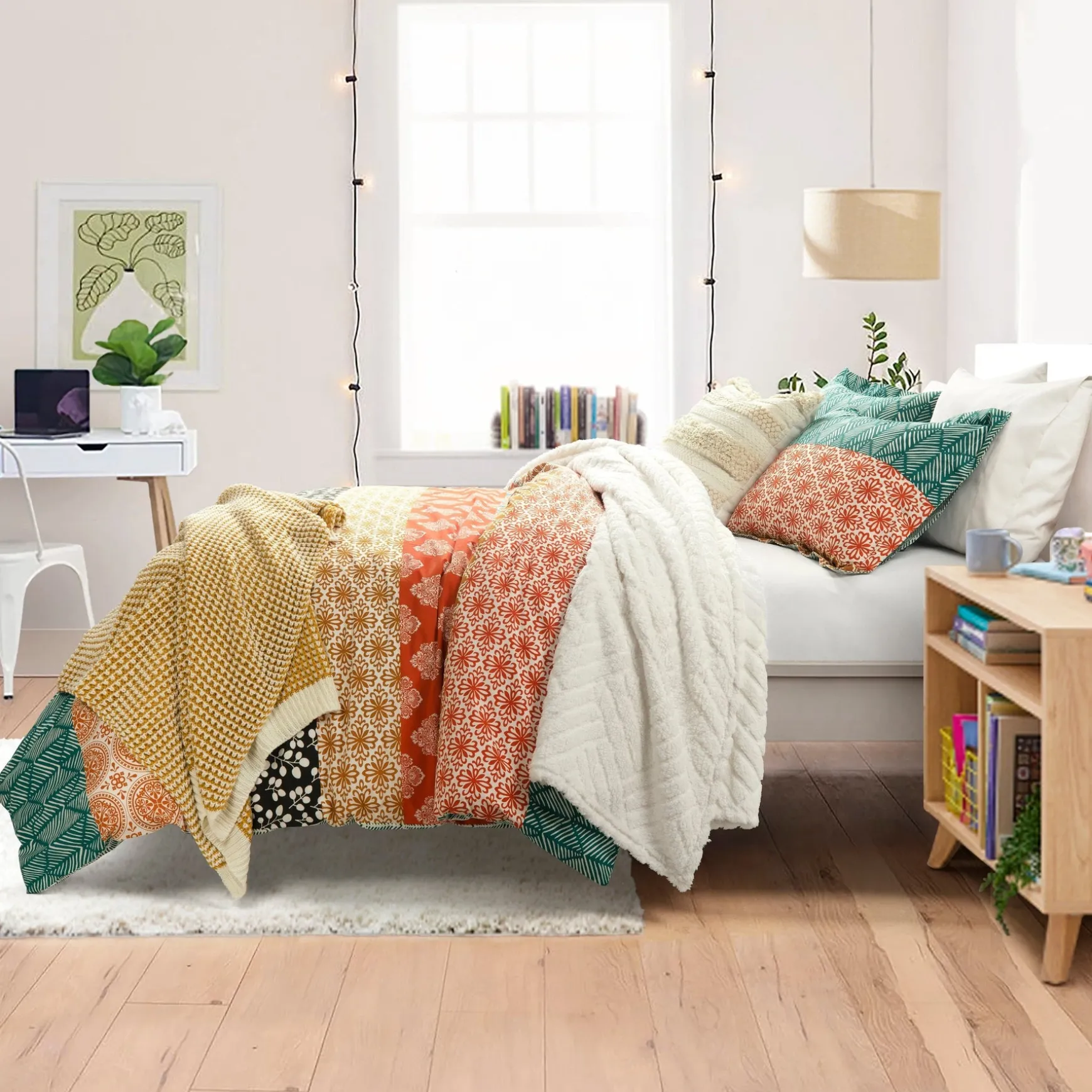 Bohemian Stripe Cotton Reversible Duvet Cover Set