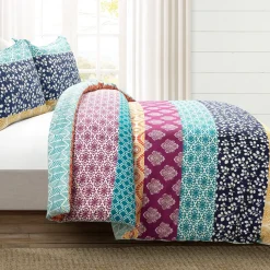 Bohemian Stripe Cotton Reversible Duvet Cover Set