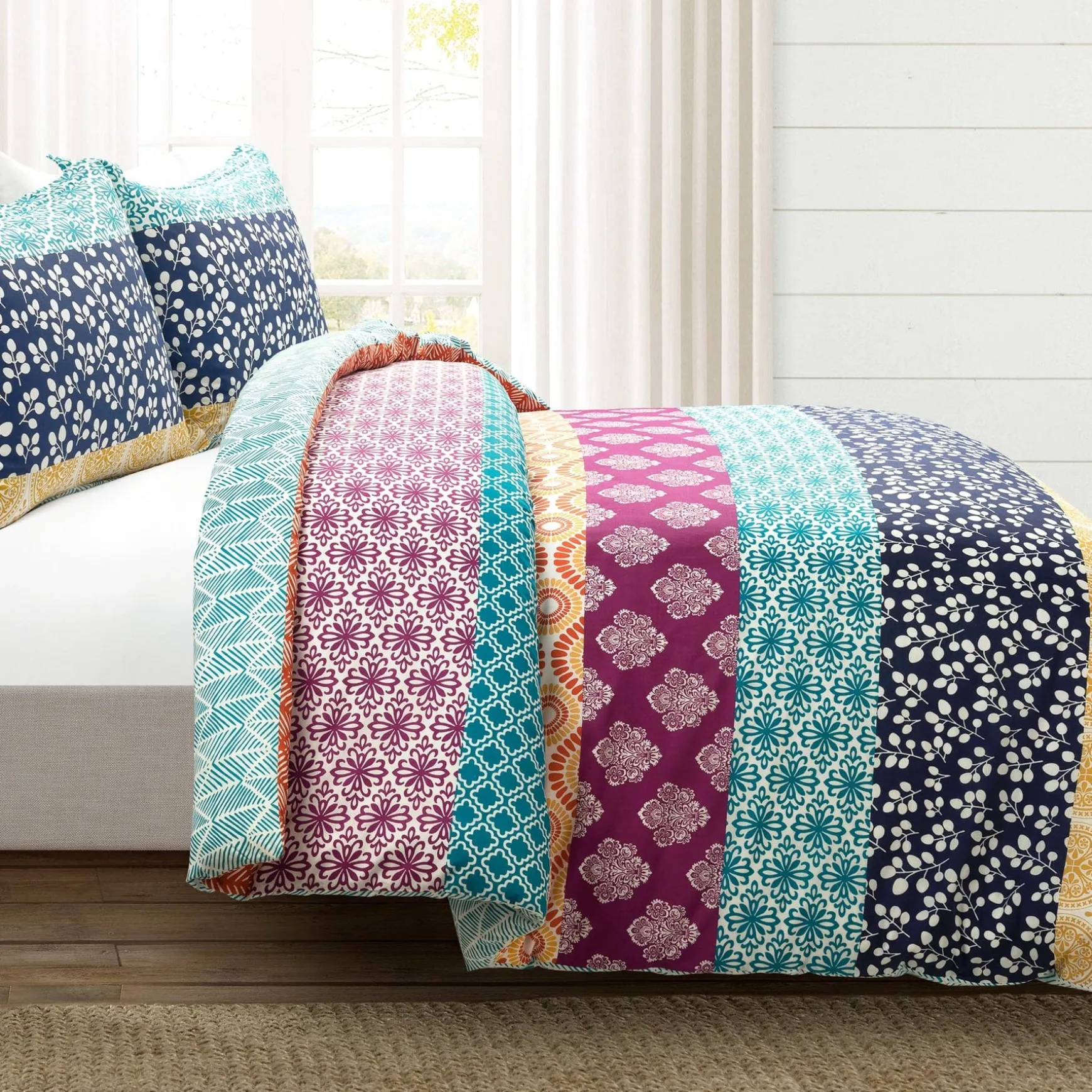 Bohemian Stripe Cotton Reversible Duvet Cover Set