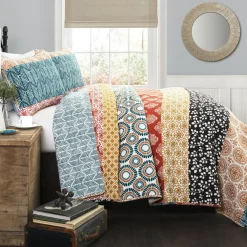 Bohemian Stripe Quilt 3 Piece Set