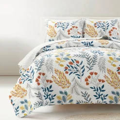 Boho Botanical Floral Quilt 3 Piece Set