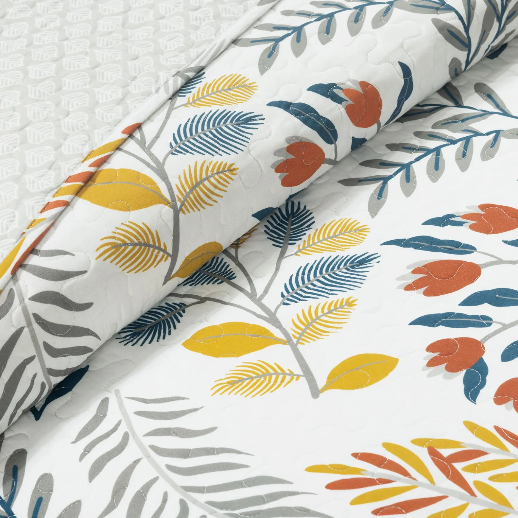 Boho Botanical Floral Quilt 3 Piece Set