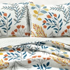 Boho Botanical Floral Quilt 3 Piece Set