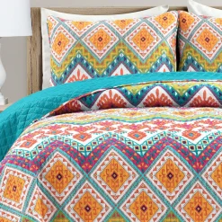 Boho Chevron Reversible Cotton Quilt 3 Piece Set