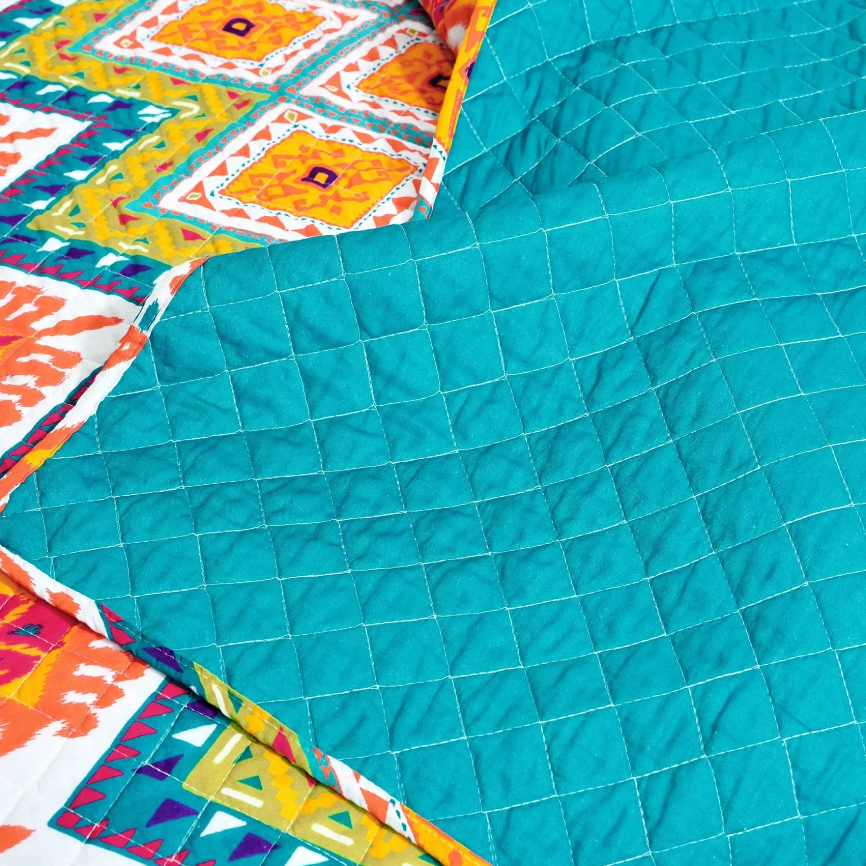 Boho Chevron Reversible Cotton Quilt 3 Piece Set