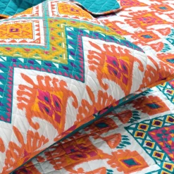 Boho Chevron Reversible Cotton Quilt 3 Piece Set