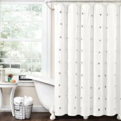 Boho Circle Tufted Yarn Dyed Recycled Cotton Blend Shower Curtain