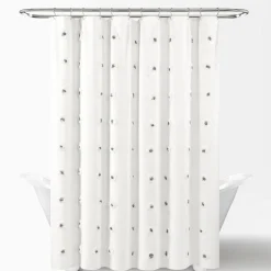 Boho Circle Tufted Yarn Dyed Recycled Cotton Blend Shower Curtain