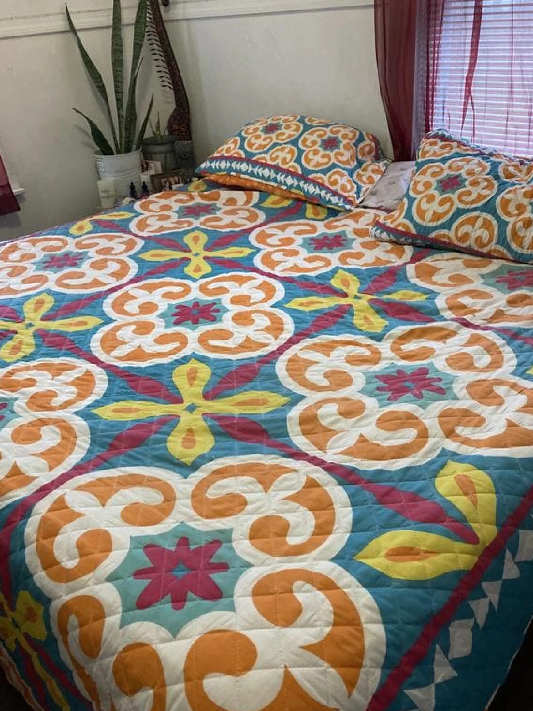 Boho Floral Reversible 3 Piece Quilt Set