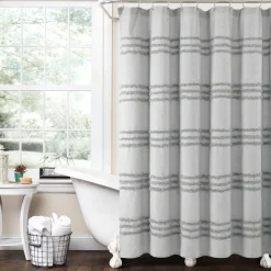 Boho Kendra Tufted Yarn Dyed Recycled Cotton Blend Shower Curtain