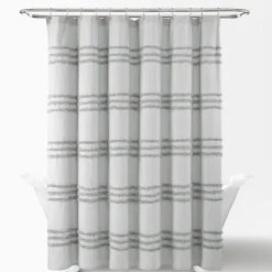 Boho Kendra Tufted Yarn Dyed Recycled Cotton Blend Shower Curtain