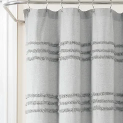 Boho Kendra Tufted Yarn Dyed Recycled Cotton Blend Shower Curtain