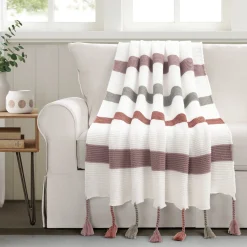 Boho Knitted Braided Tassel Throw