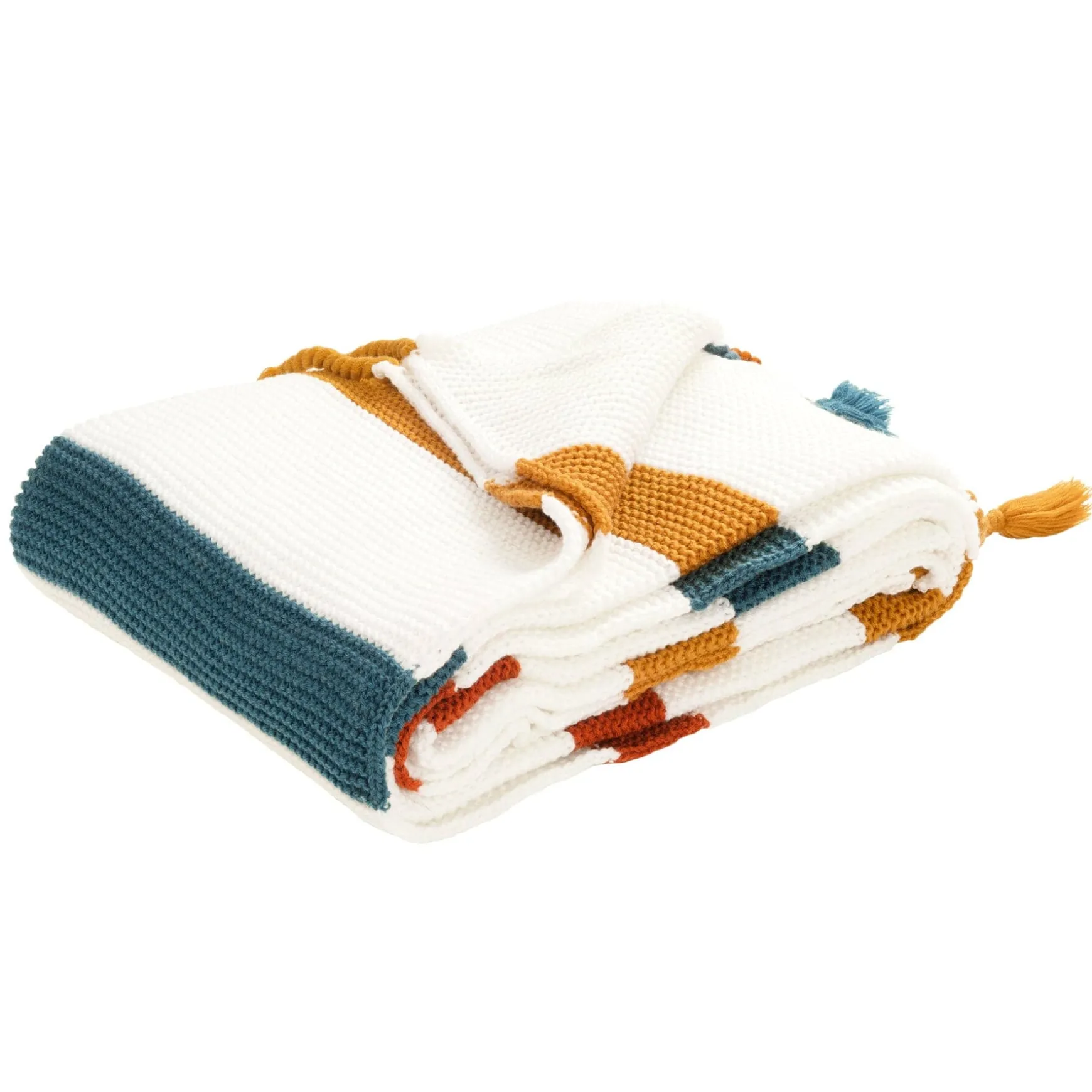 Boho Knitted Braided Tassel Throw