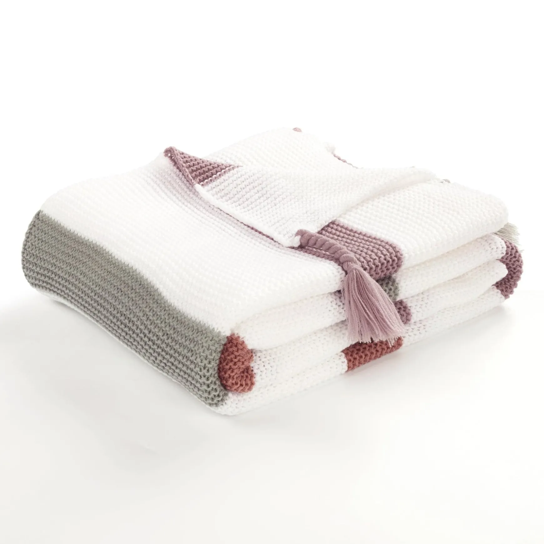 Boho Knitted Braided Tassel Throw