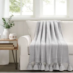 Boho Knitted Tassel Throw