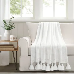 Boho Knitted Tassel Throw