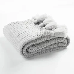 Boho Knitted Tassel Throw