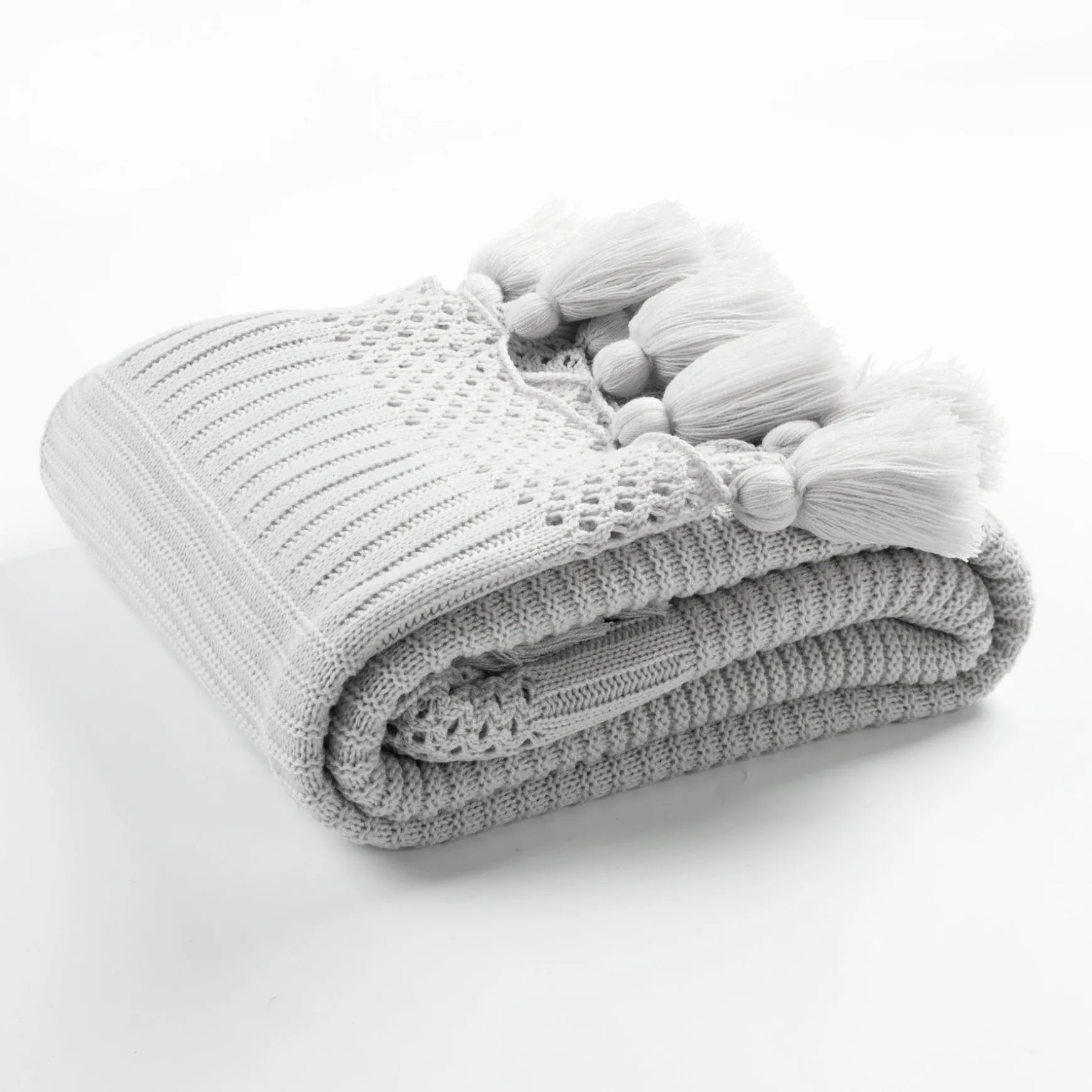 Boho Knitted Tassel Throw