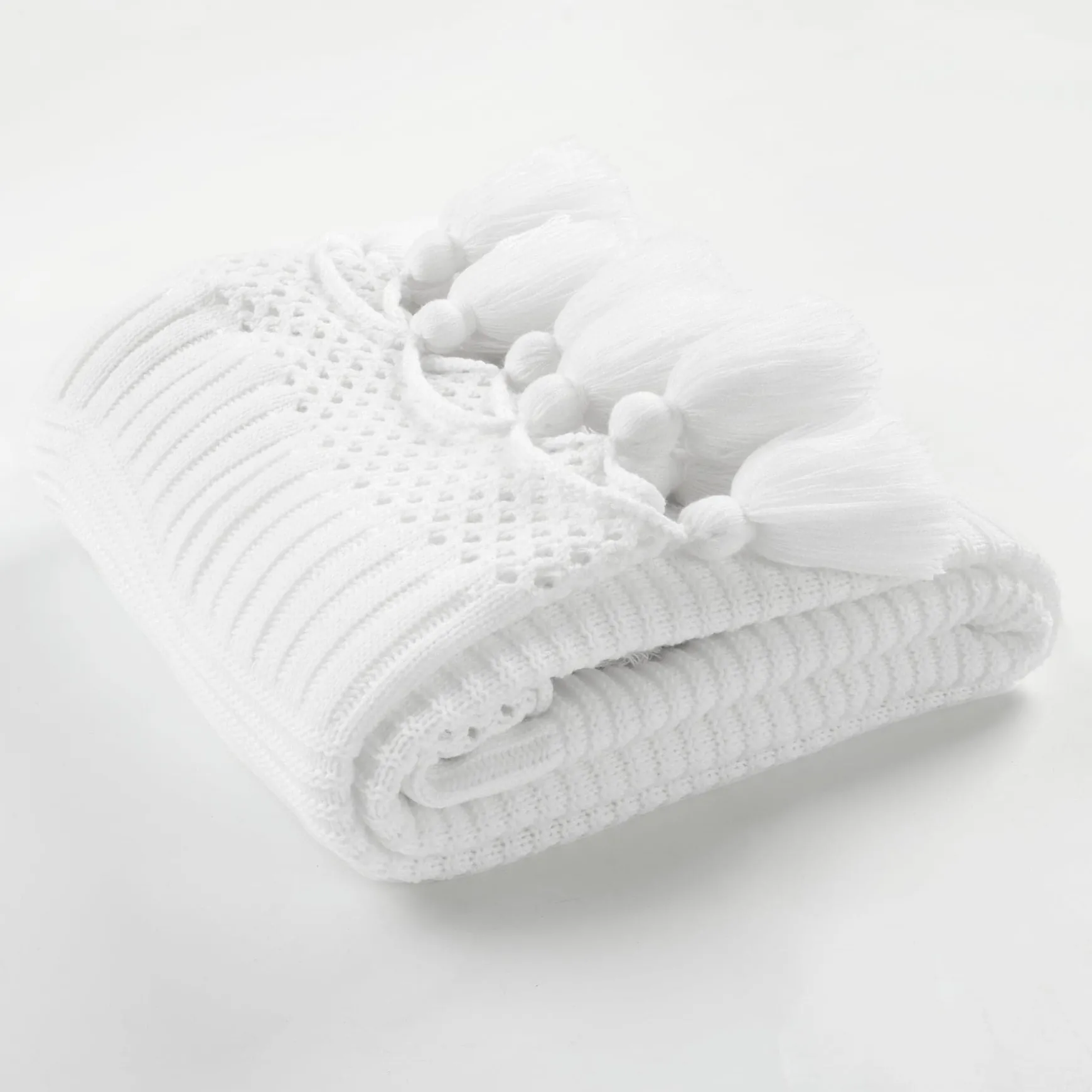 Boho Knitted Tassel Throw