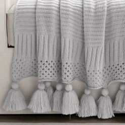 Boho Knitted Tassel Throw
